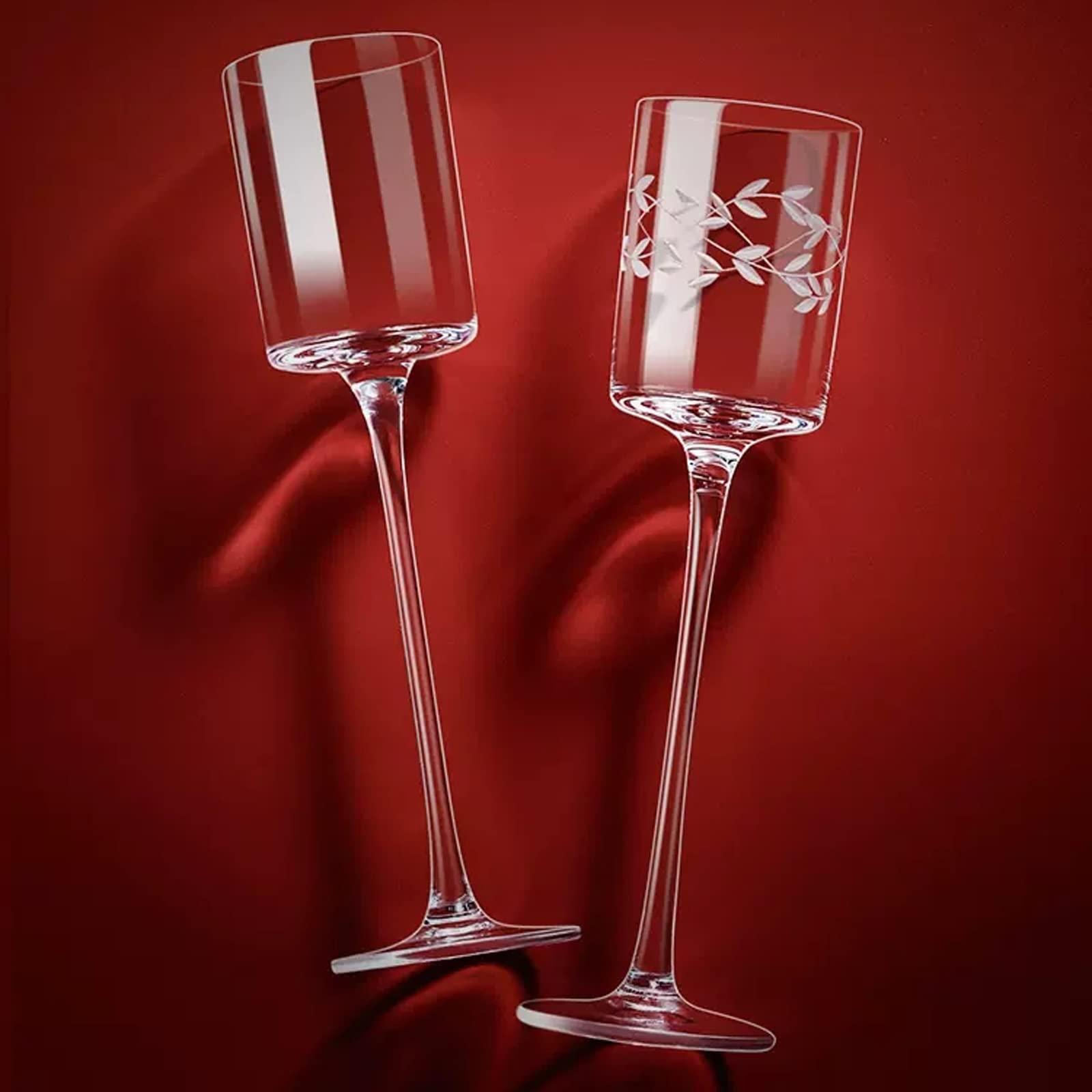 GLigeT Champagne Flutes 2 pcs Crystal Glass Champagne Glasses Light and Transparent Creative Cocktail Glasses Vintage Sparkling Glasses 120ml Tall Champagne Flute Champagne Glasses (Color : A)