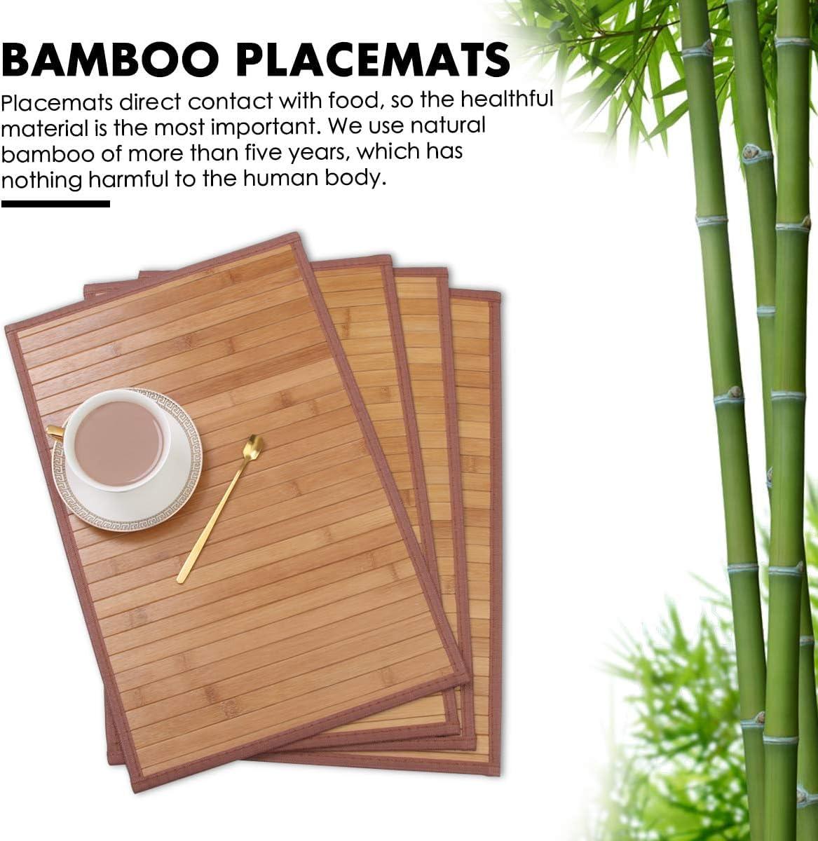 MARSCOOL Bamboo Placemats for Dining Table, Placemats Set of 4,Stain-Resistant,Heat-Resistant Place Mats,Durable and Sturdy Dining Place Mats for Kitchen Table (Original)