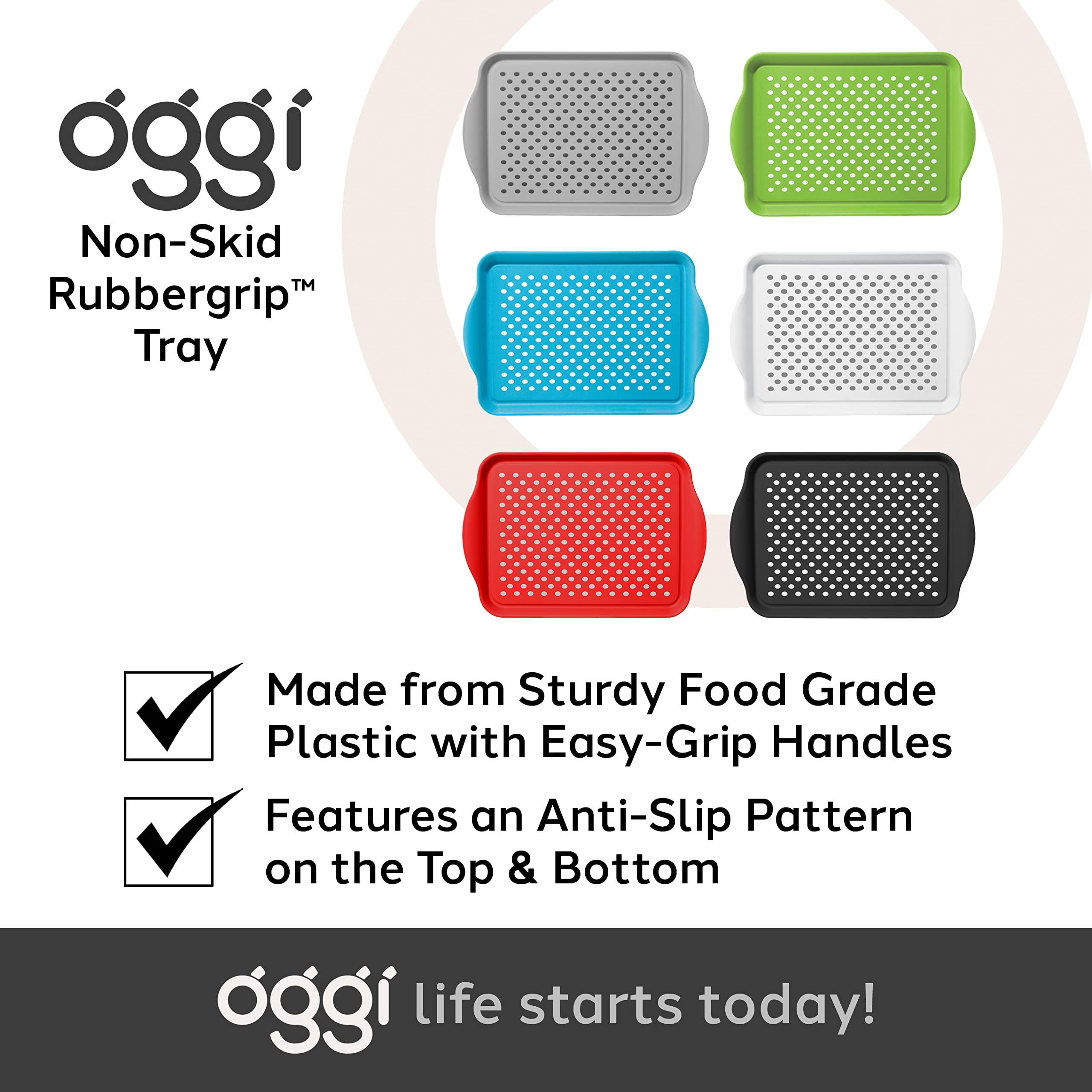 Oggi OGGI Anti Slip Serving Tray with Handles- Blue Rectangle Tray - Ideal Tray for Eating, Breakfast Tray, Food Tray, Appetizer Tray, Serving