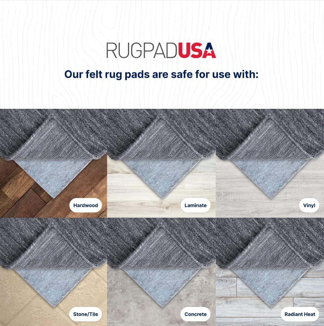 RUGPADUSA RUGPADUSA - Basics - 5'x7' - 1/2" Thick - 100% Felt - Protective Cushioning Rug Pad - Safe for All Floors and Finishes Including Hardwoods