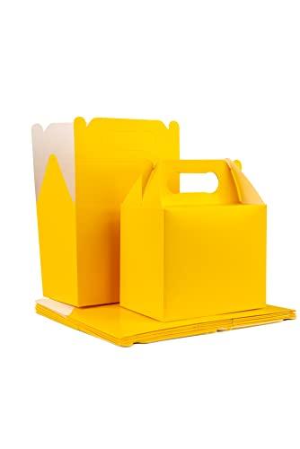 Shatchi Shatchi Cardboard Lunch Takeaway Birthday Wedding Meal Food Cake Boxes Childrens Party Bags, Yellow, Pack of 20