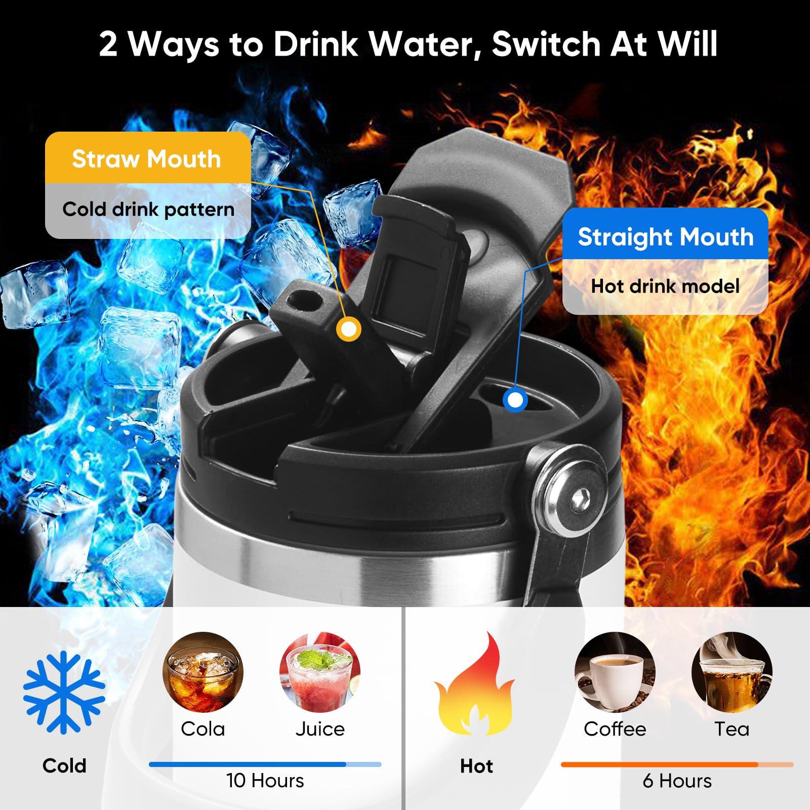 Soview Tumbler with Straw and Lid Handle, 30oz Stainless Steel Coffee Mug, Travel Mug Vacuum Insulated Coffee Cup, Leak Proof Double Wall Insulated Coffee Car Cup for Hot Iced Drinks Gift for Men Women