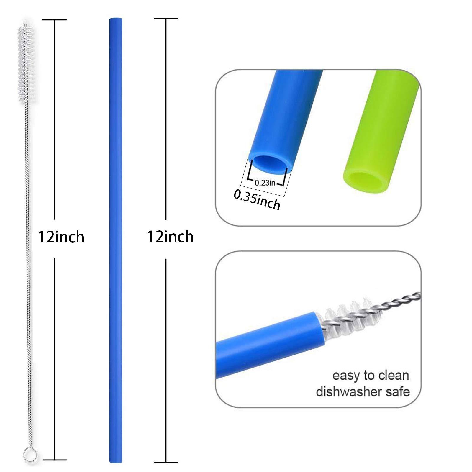 Tegion Tegion 12 Inch Extra Long Reusable Silicone Straight Straws for Extra Tall Tumbler 40 OZ Hydro Flask,32 OZ Blender Bottle Nutribullet, Nutri Ninja Cups