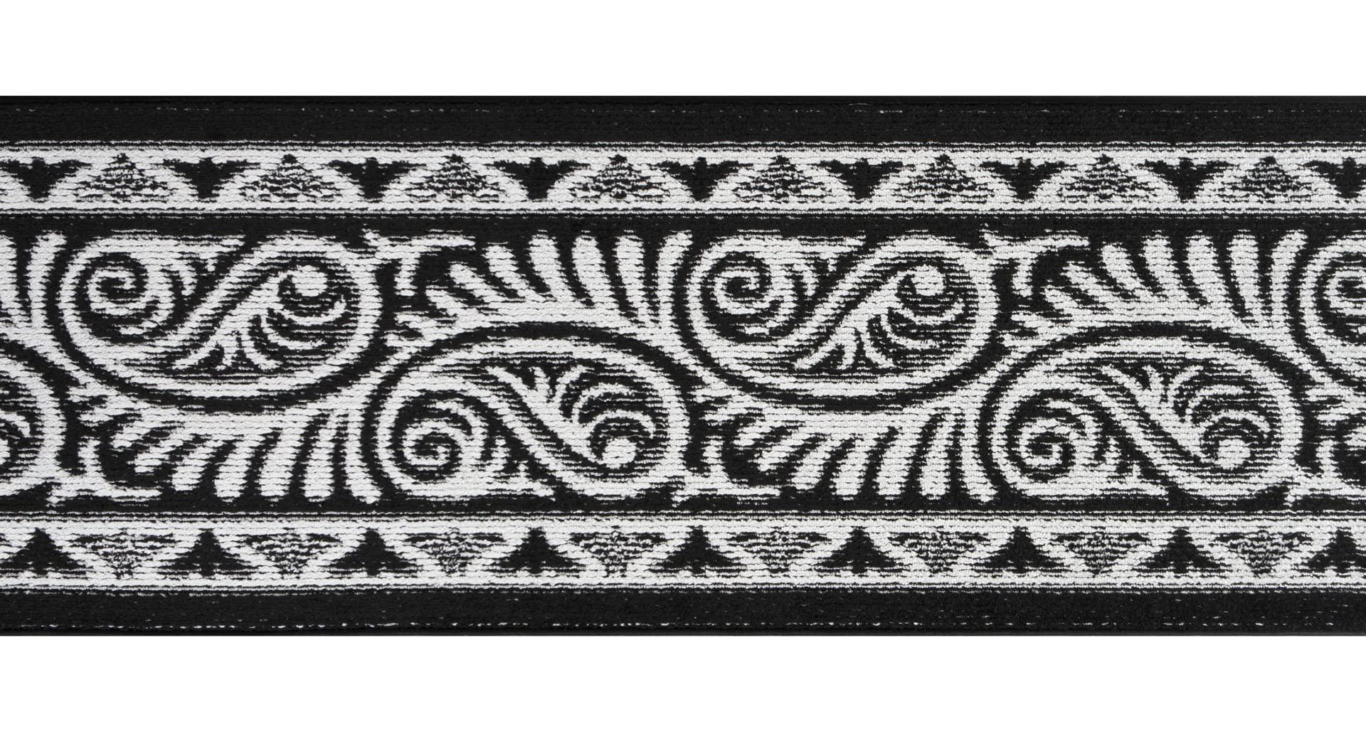 REMNAZ HOME DECOR Custom Length Cut to Size Tribal Ethnic Southwestern Inspired Hallway Runner Rug, Non Slip Rubber Backed, 31 inch Wide X Customized Length, Mayan Black, 31 inch X 24 feet