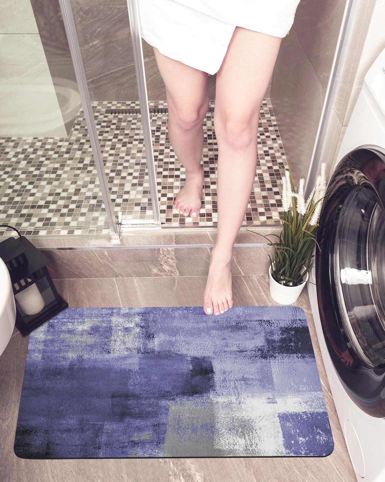 zhangzhiguo Bathroom Rug Bath Mat Periwinkle Blue Water and Non-Slip Bathroom Mat, Washable Quick Dry Bath Mats for Bathroom Floor, Sink, Bathtub, Shower Room, Abstract Modern Art 36x24In