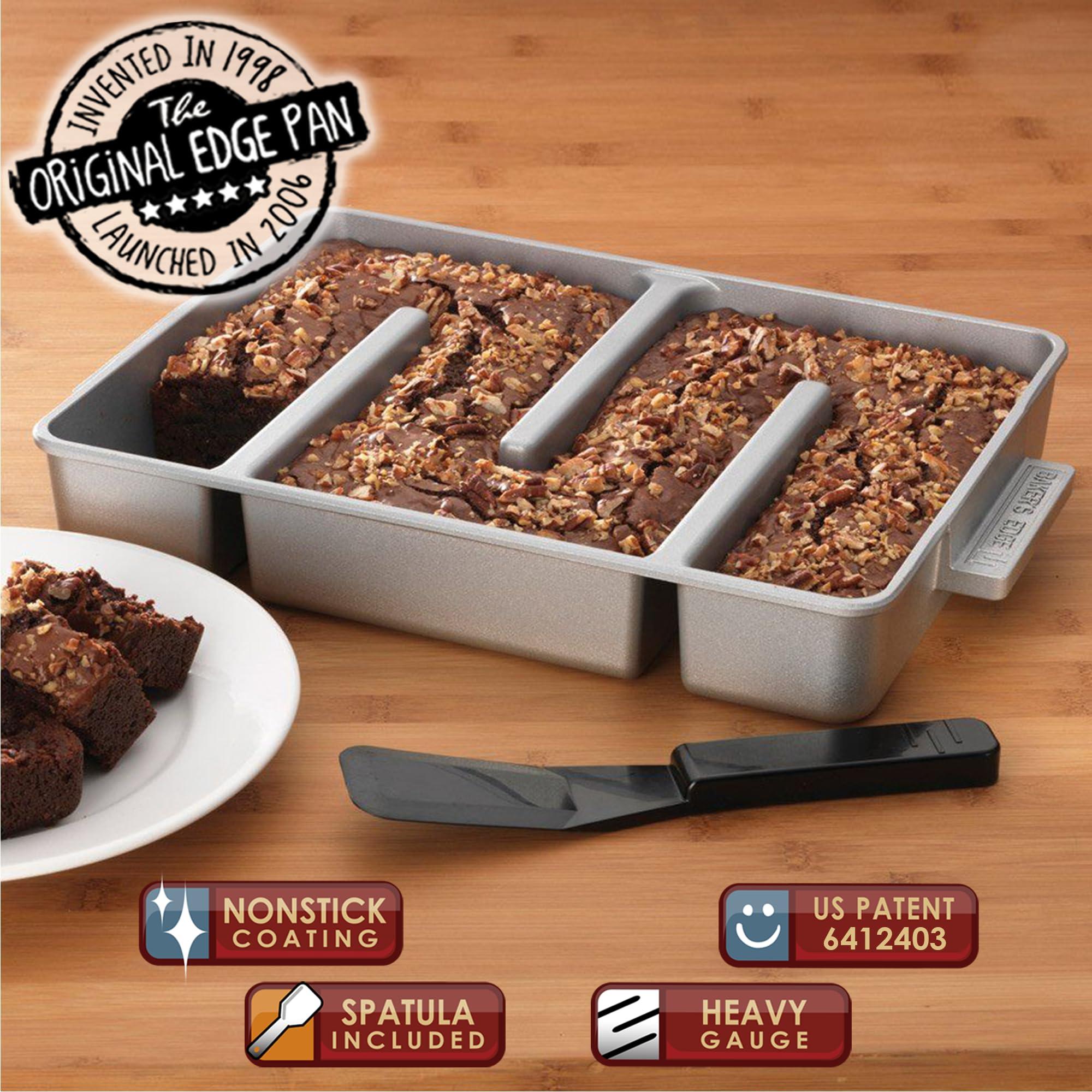 Baker's Edge Baker\'s Edge Brownie Pan, The Original All Edges Brownie Pan for Baking | Premium Doble Nonstick Coating, Heavy Gauge Cast Aluminum Construction, Rectangular 9x12 Size Baking Pan - US Patented Design