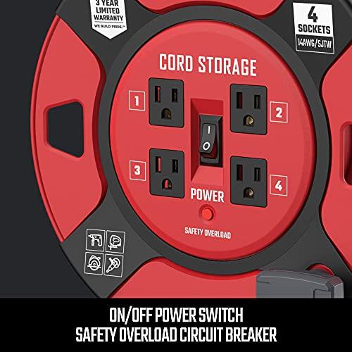 Craftsman CRAFTSMAN Retractable Extension Cord Reel 1 Ft. With 4 Outlets, Cable Management & Heavy Duty 14AWG SJTW Cable