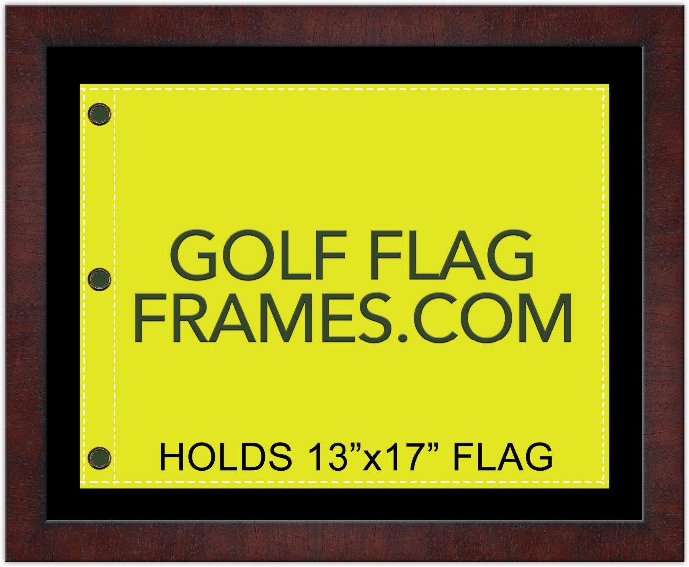 Golf Flag Frames Masters Special; 16x20 Mahogany Golf Flag Frame, Moulding brn-008, Reversible Black and Green Mats (holds 13x17 Masters Golf Flags; flag not incl)