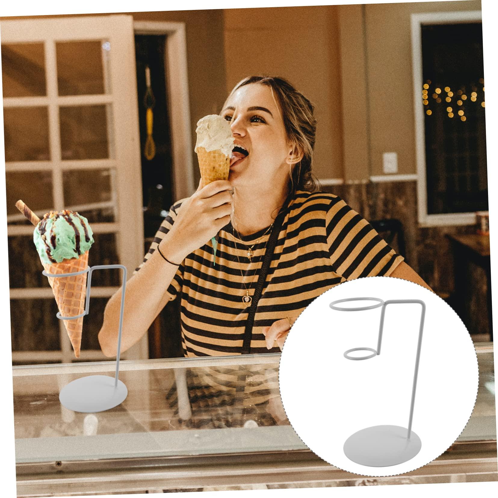 MUCKLILY MUCKLILY Ice Cream Stand Ice Cream Cone Holder Ice Cream Scooper French Fried Stand Cake Stand Lid Cookie Display Shelf Ice Cream Cone Muffin Cases Appetizer Cones Display Iron White