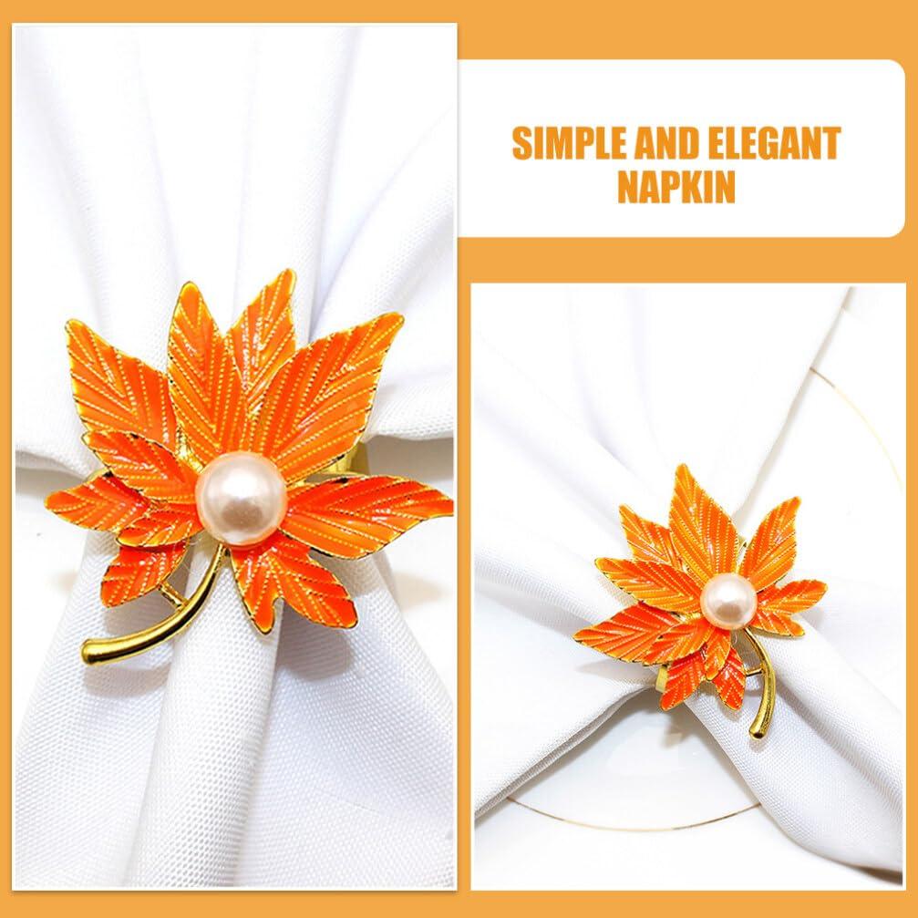 Yardwe Yardwe Fall Napkin Rings Holder, 4pcs Maple Leaf Napkin Ring Christmas Napkin Holder Serviette Buckles for Dining Table Harvest Autumn Farmhouse Thanksgiving Day Party Decor