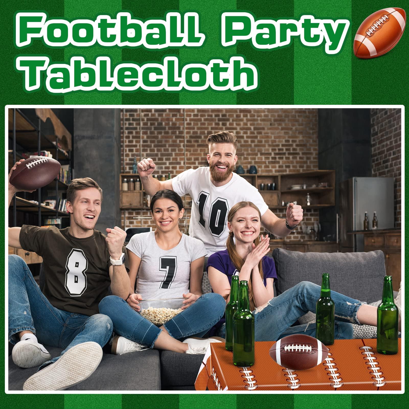 Remagr Remagr 4 Pcs Plastic Football Field Tablecloth 54 x 108 Inch Disposable Football Party Table Cover Rectangle Tailgate Decoration Supplies for Stadium Rugby Game Day