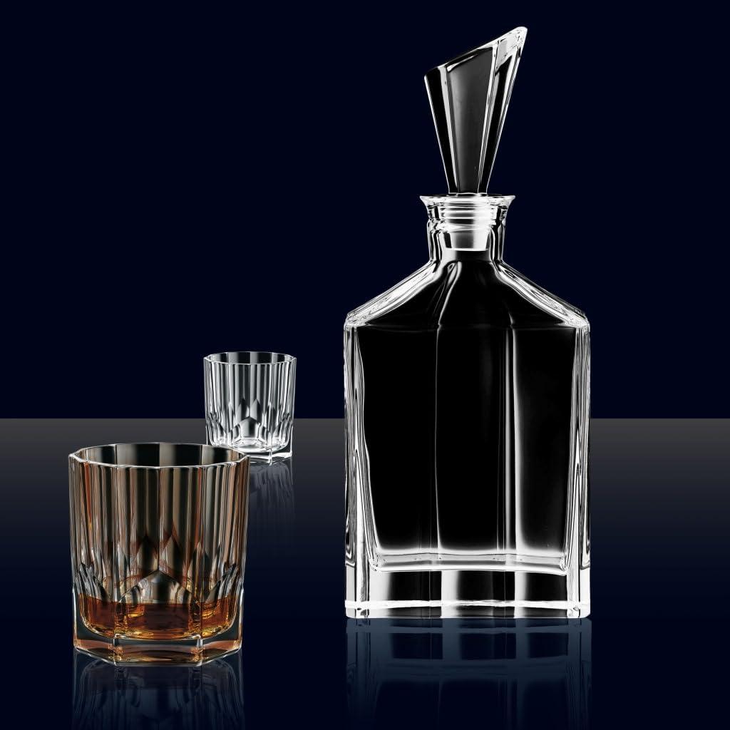 Nachtmann - The Life Style Division of Riedel Glas Nachtmann Aspen collection Decanter Set with Stopper and 2 Whisky Tumblers, Dishwasher safe clear crystal glass made for bourbon, scotch, vodka, tequila, wine, great for gift for men,