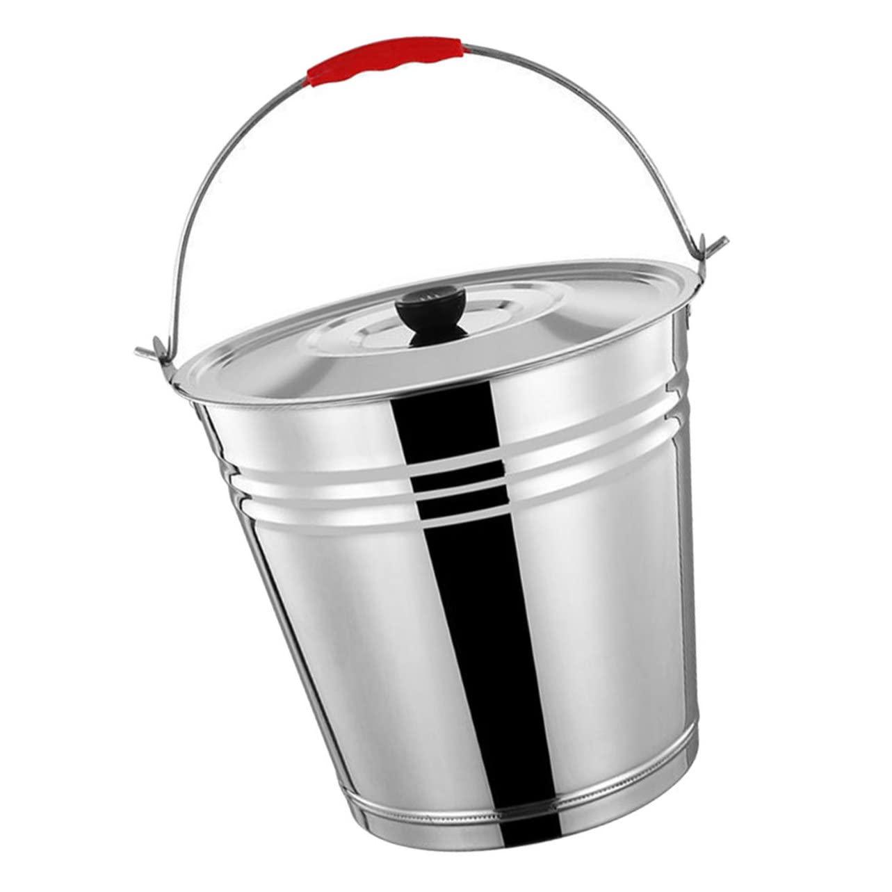 Cabilock Cabilock Ash Bucket with Lid Stainless Steel Fire Pit Ash Pail Large Capacity Outdoor Coal Bucket for BBQ