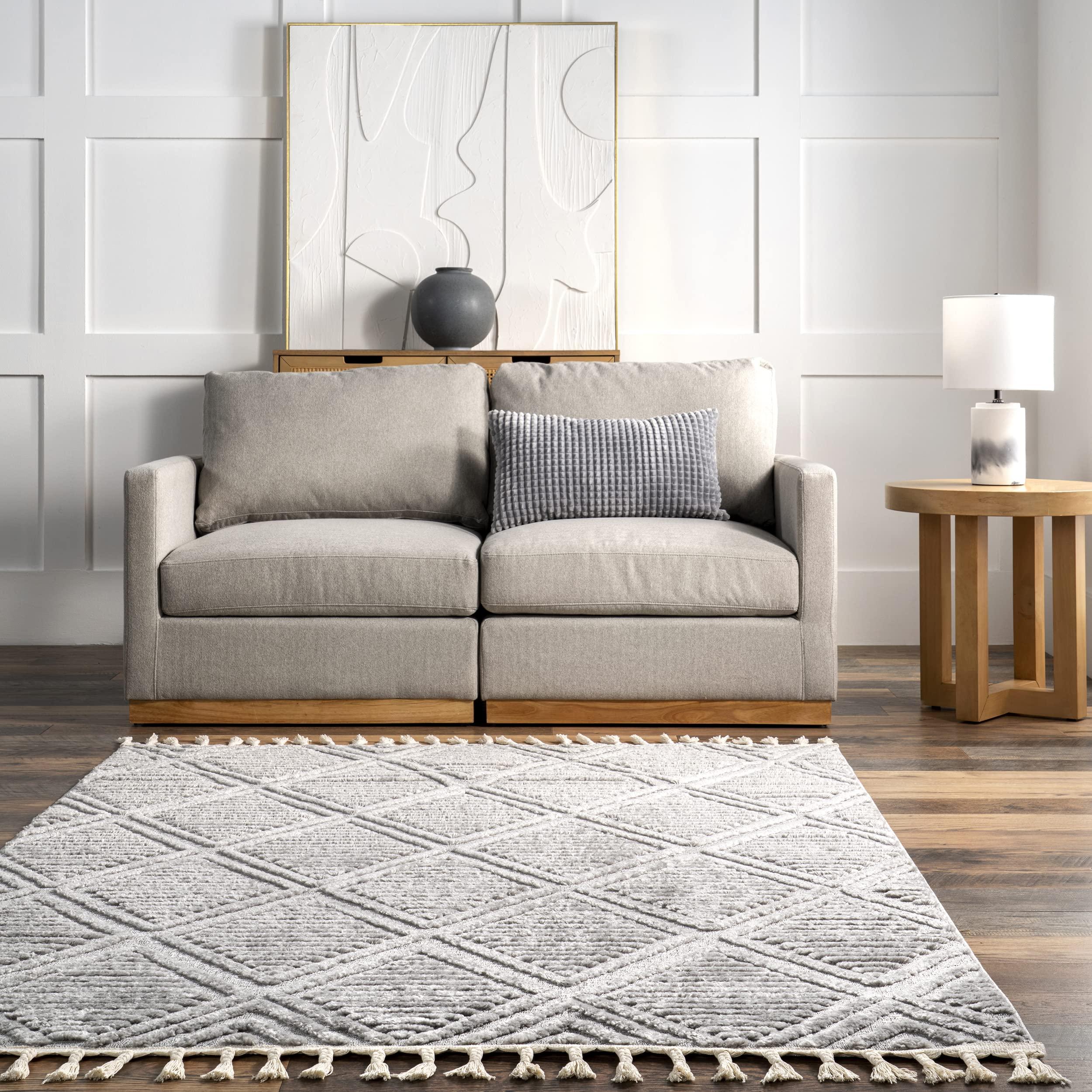 Rugs USA Rugs USA x Arvin Olano Balboa Textured Tile Area Rug - 9x12 Area Rug Modern Grey for Living Room Bedroom Dining Room Kitchen