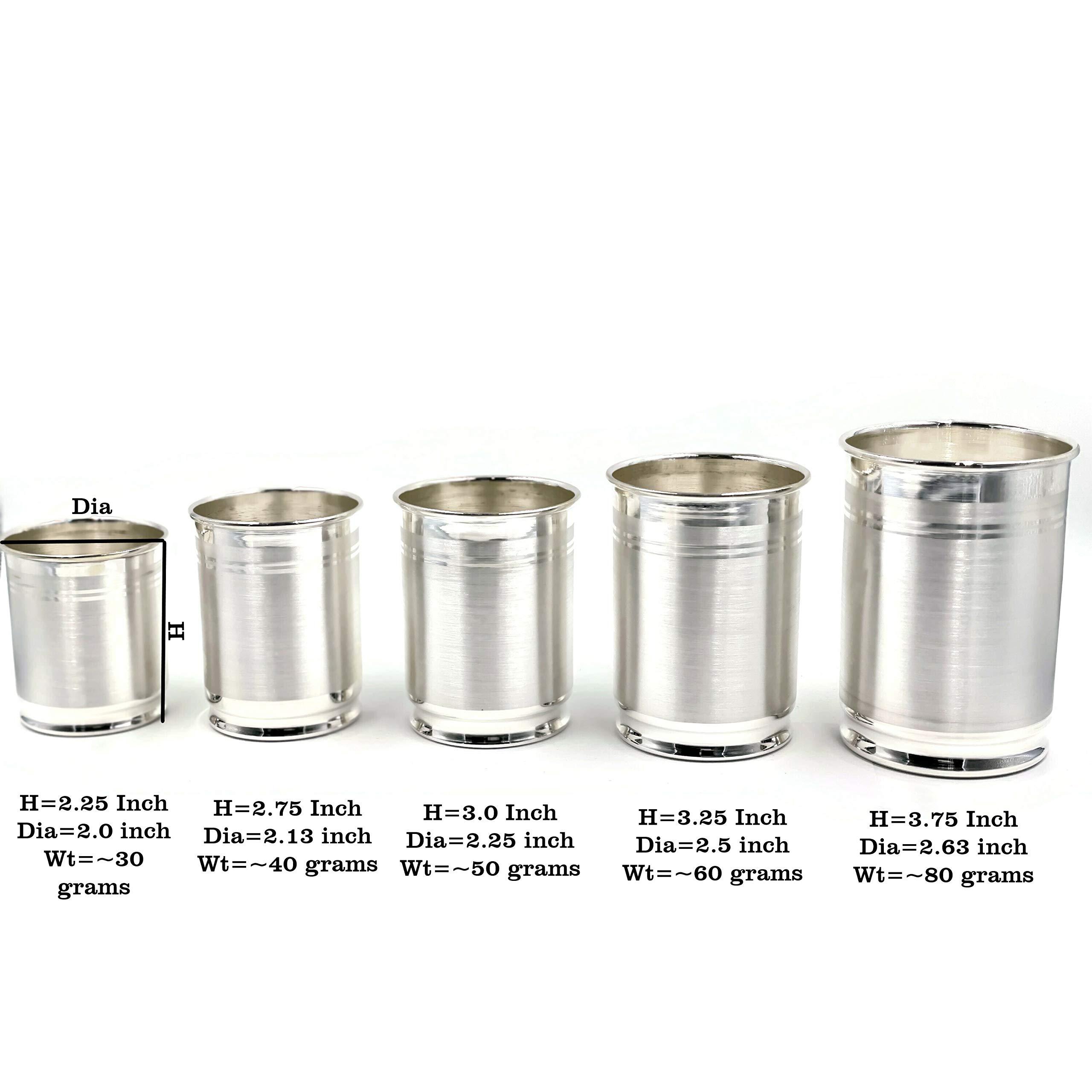 Balaji 999 Pure Silver Hallmarked Glass - Style#03 (Glass 3.25 inch- 60 grams)