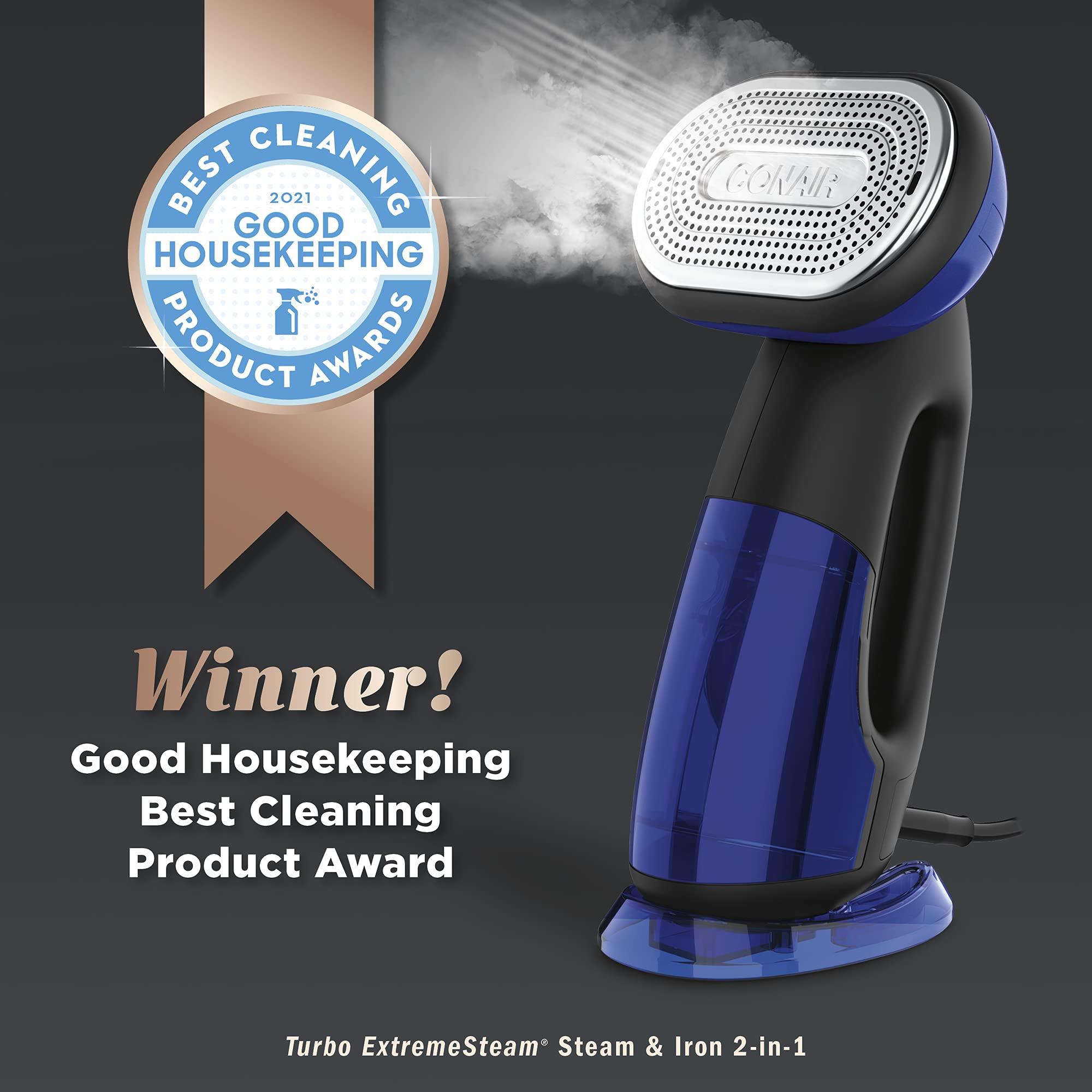 Conair Conair 2-in-1 Handheld Steamer and Iron for Clothes, Turbo ExtremeSteam 1875W Garment Steamer and Clothing Iron,Black / Blue