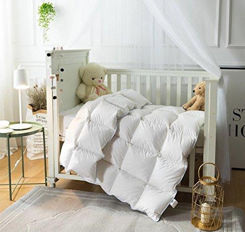 ROSE FEATHER Toddler/Travel/Crib Goose Down Comforter Duvet/Blanket Multifunctional,100% Organic Cotton Washable Unisex Kids,All Season,White 33x43