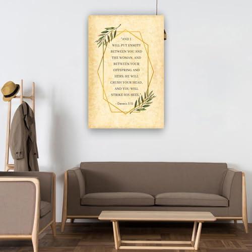 Triyend Triyend Genesis 3 15 Bible Verse Wall Art Bible Posters Art Deco Wall Oil Painting for Bedroom Decorative Home Giclee Art Picture Print Canvas (20.00\'\'x30.00\'\',Unframed)