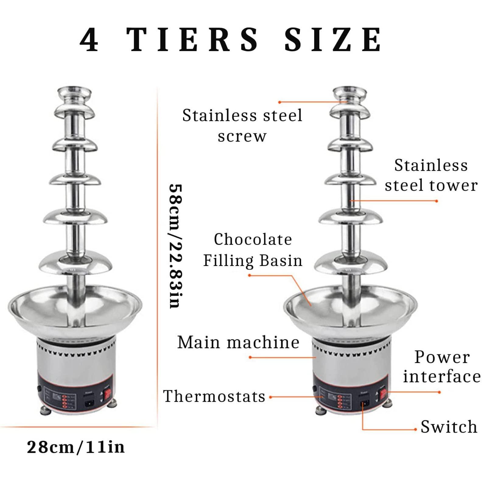 JINGEDD JINGEDD Chocolate Fountain Commercial Chocolate Fountain Chocolate Fountain Machine Stainless Steel Chocolate Fountain Fondue for Cake Shop,Hotel,House,Restaurant,Banquet,4Tier