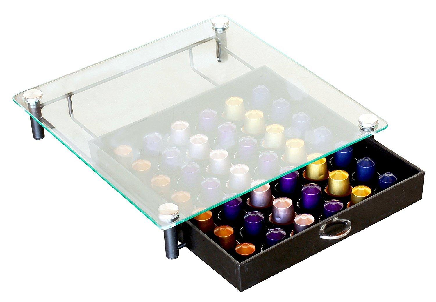 Deco Brothers DecoBrothers Tempered Glass Coffee Pod Drawer Compatible with Nespresso Original Line, 42 Capsules
