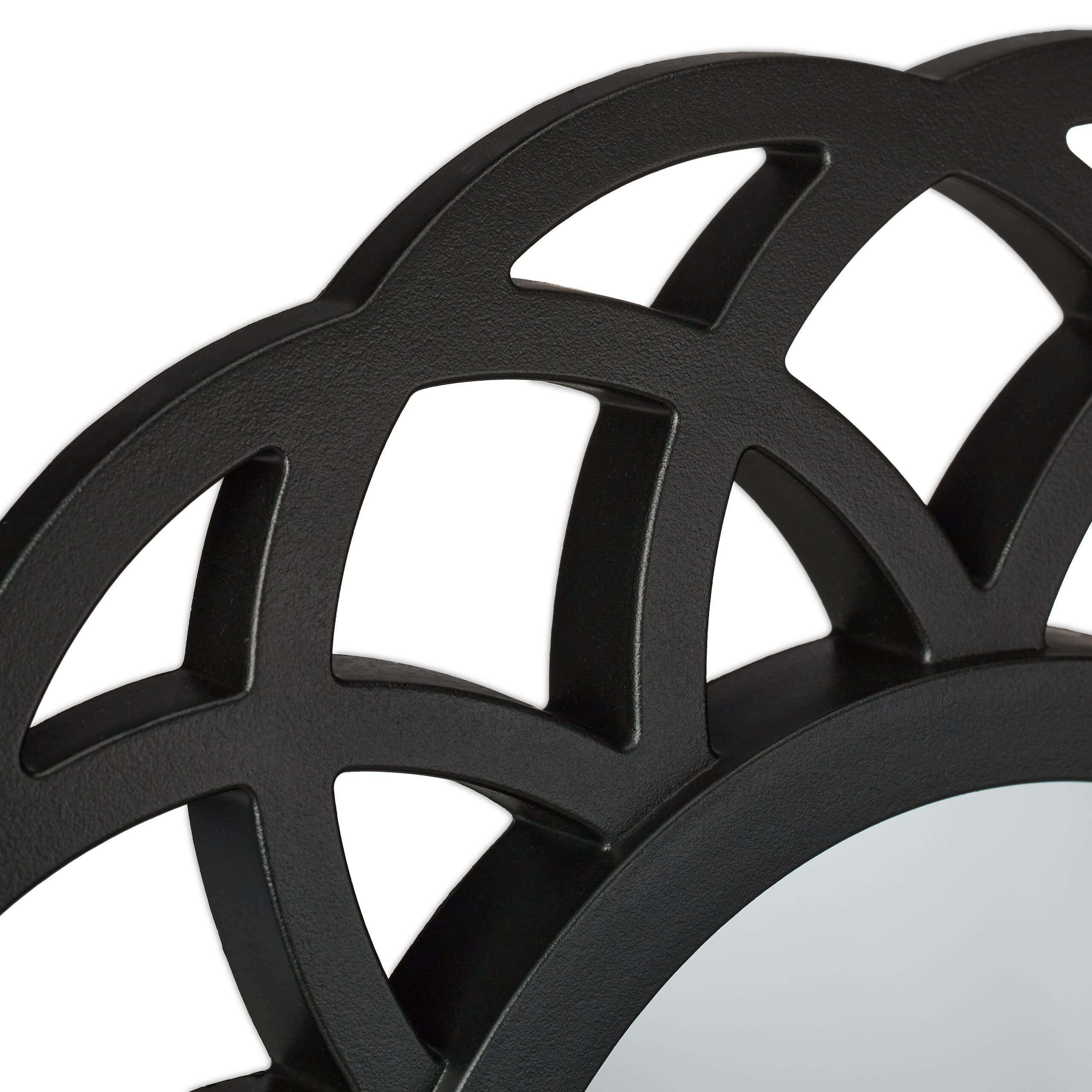 Relaxdays Relaxdays Set of 3 Mirrors, Round, Decorative, 26 cm, Wall Mounted, Plastic Frame, Lounge, Bedroom & Hallway, Black, Glass