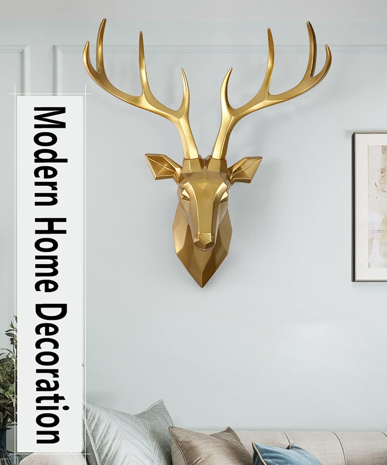 HomeLoft Basics Mini White + Gold Antler Faux Deer Sculpture - Wall Hanging Sculpture, Faux Taxidermy Deer Antler Wall Mount for Christmas Sofa Background (Color : Gold)