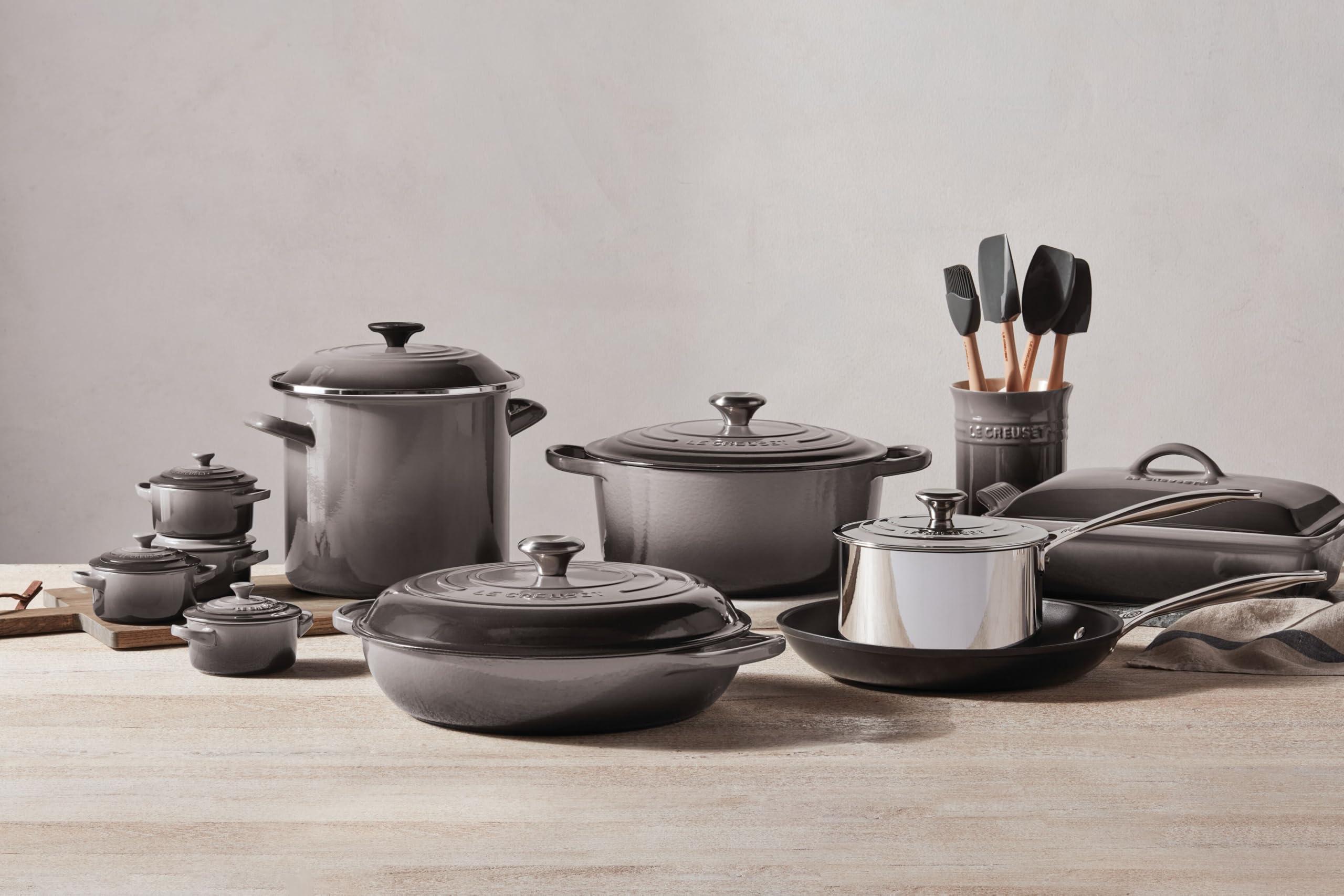 Le Creuset Le Creuset Silicone Craft Series Utensil Set with Stoneware Crock, Oyster, 5pc