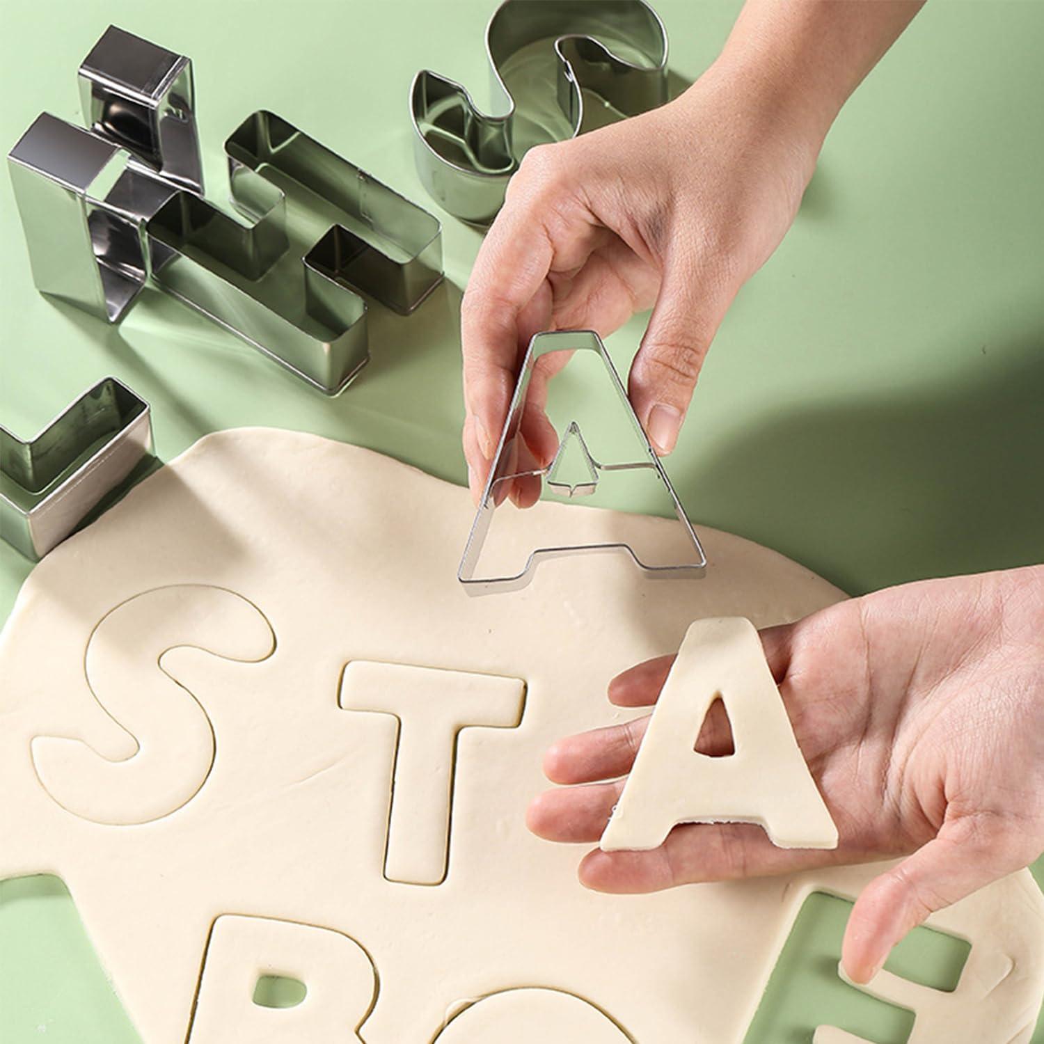 xify\'s xifys 36 Pcs Alphabet & Number Cookie Cutters, 2.5-3 Inch Assorted Sizes Stainless Steel Cookie Cutter Sets, Fondant & Dough Molds for Party Birthday Christmas, Fruit Cutting, Includes Steel Scraper