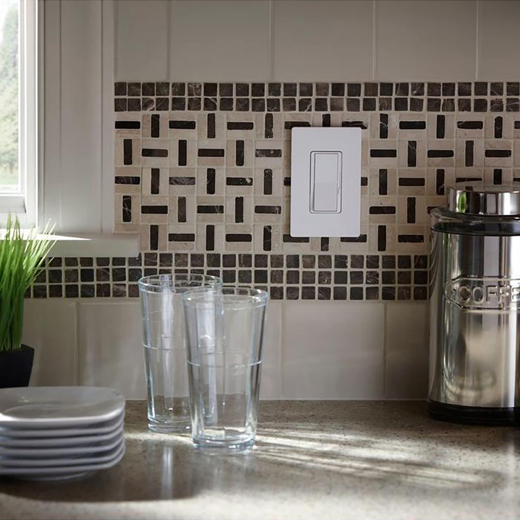 Lutron Lutron Diva Reverse-Phase (ELV) Dimmer Switch, 250W LED or 500W ELV, Single Pole/3-Way, 120V, Neutral Required, DVRP-253P-WH, White