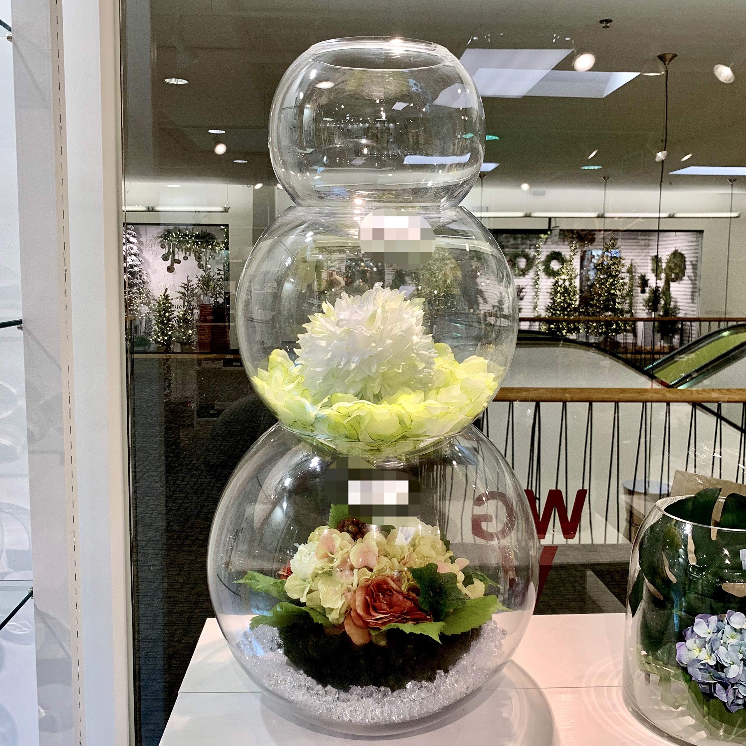 WGVI WGV Large Bowl Glass Vase, Diameter 16", Height 14", (Multiple Sizes Choices) Clear Huge Round Bubble Vase Jar, Floral Planter Terrarium for Wedding Event Home Decor, 1 Piece (VBW1614)