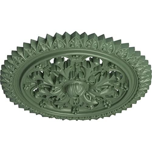 Ekena Millwork Ekena Millwork CM21YOAGF York Ceiling Medallion, 21 5/8\"OD x 2 1/2\"P (Fits Canopies up to 3 5/8\"), Hand-Painted Athenian Green