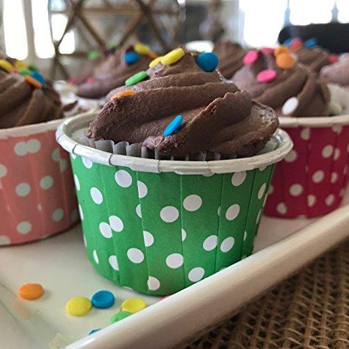 Outside the Box Papers Candy Nut Christmas Paper Cups - 48 MINI Baking Paper Treat Cups - Green and White Dot - 2 x 1.5 Inches - 48 Pack