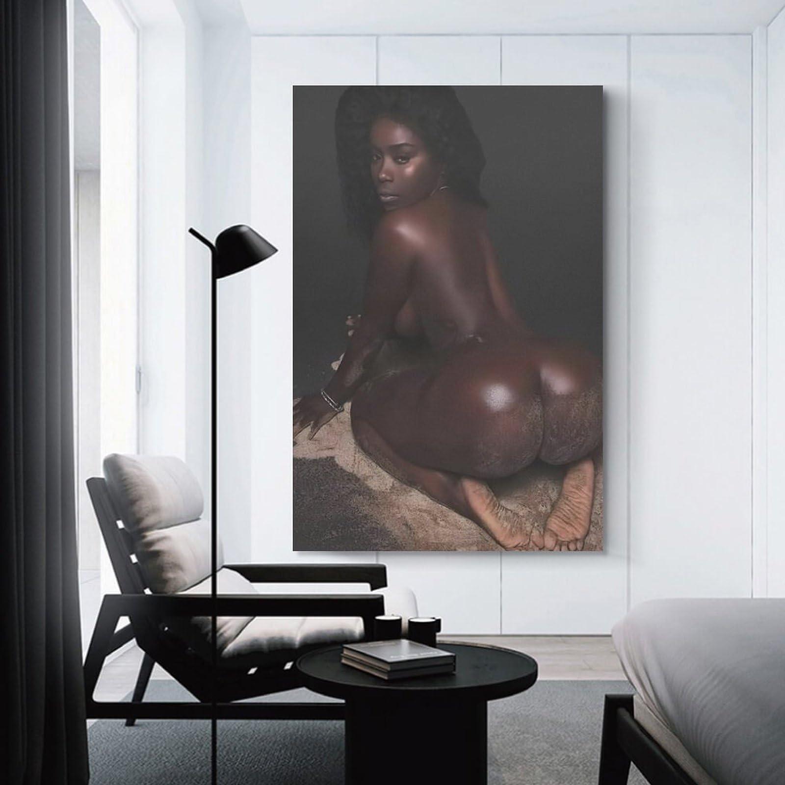 HBHCLXN HBHCLXN Sexy African Woman Art Poster Big Ass Poster Black Girl Body Poster Canvas Wall Art Posters For Room Aesthetic And Decor Pictures For Living Room Bedroom Decor 08x12inch(20x30cm)