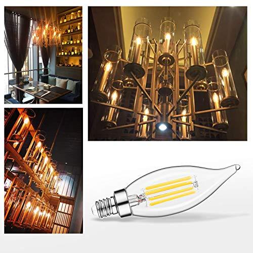 Sigalux Sigalux E12 LED Bulb Candelabra Base 60 watt Chandelier Light Bulbs Dimmable, Flame Tip , 4.5W, 500LM 2700K Soft White, CA10 Candle Light Bulbs, 12 Packs