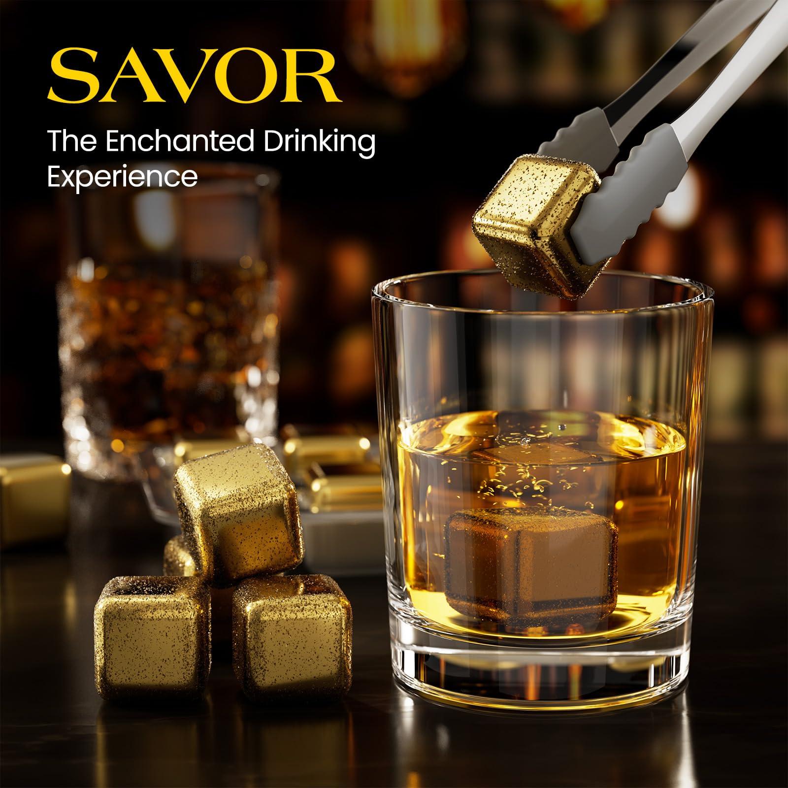 Kollea Kollea Whiskey Stones, 8 Pack Golden Stainless Steel Whiskey Chilling Rocks, Reusable Ice Cube for Drinking, Rum Cocktail Drink Accessories, Bartender Kit, House Warming Gifts New Home, Christmas