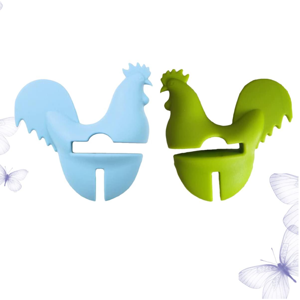 BESTonZON 6 Pcs Mini Oven Mitts Silicone Utensil Holder Oven Mittens Cartoon Pot Clip Spoon Rest Silicone Pot Lid Lifters Pot Side Clip Rest Pot Overflow Stopper Anti-scald Pot Clip The Bird