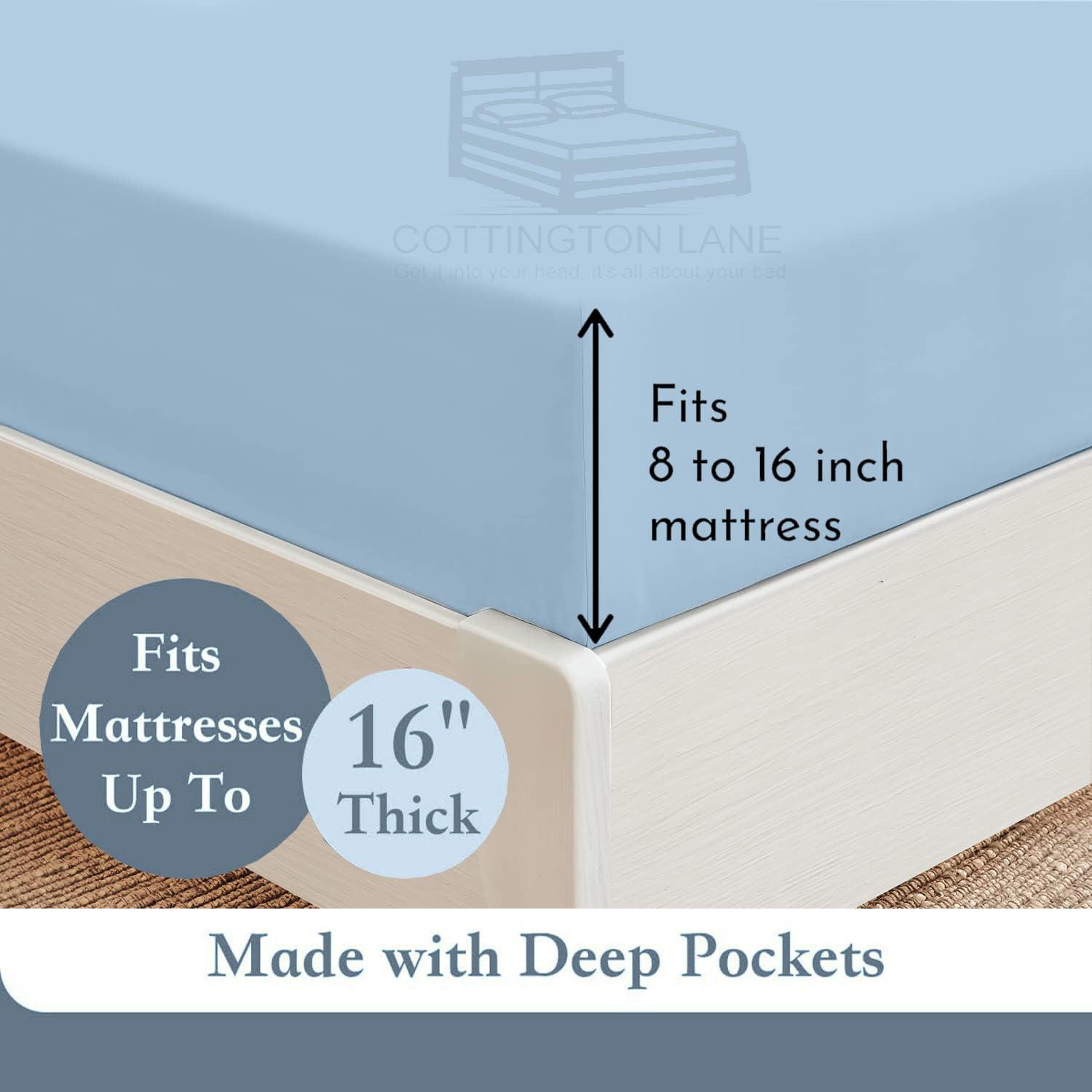 Cottington Lane Split King Sheet Set For Adjustable Bed-Hotel Luxury 1800 Bedding Sheets & Pillowcases-5 Piece Split Sheet Set-Split King Sheets-Twin Xl Split King Sheet Sets-Easy Care-5 Piece(Split King, Light Blue)