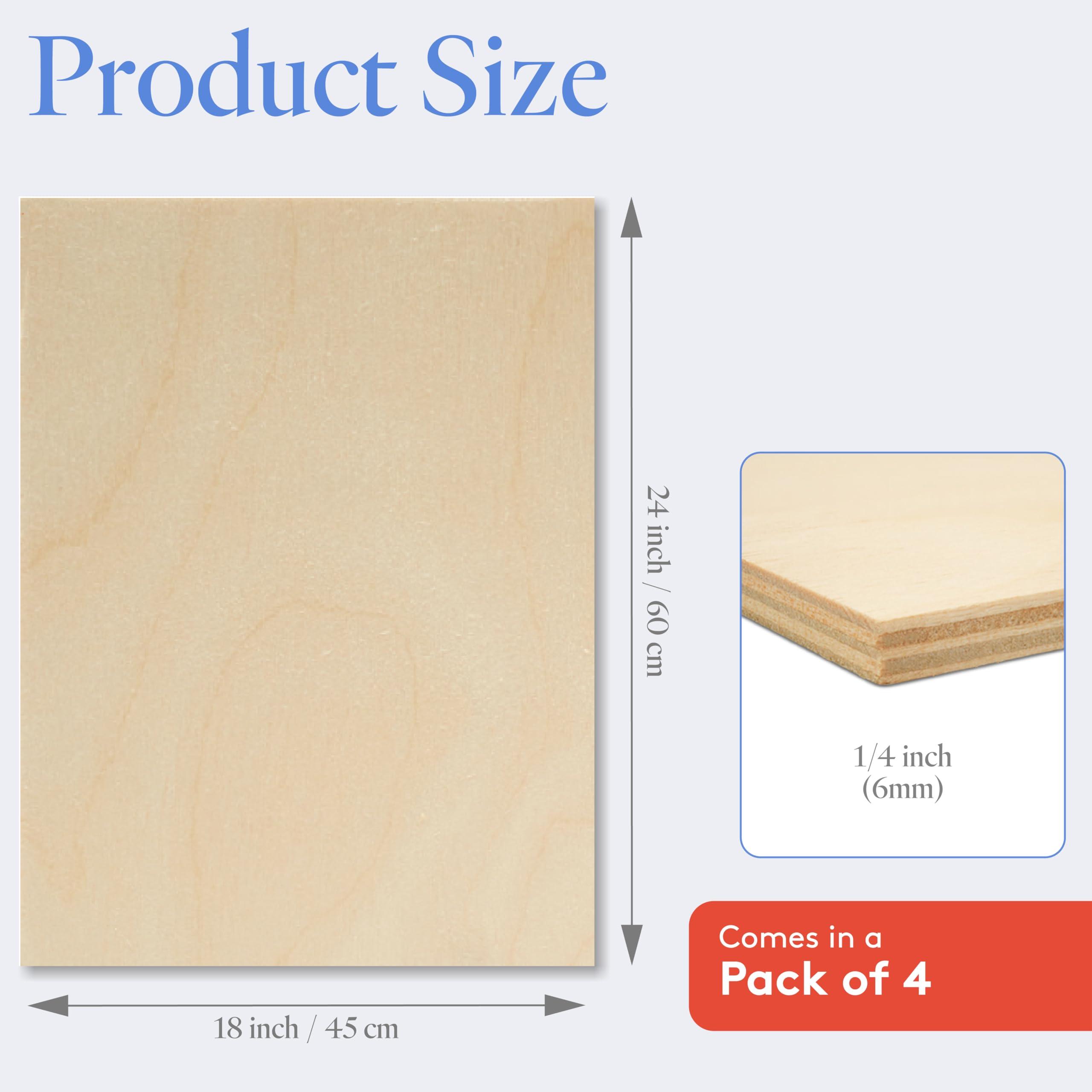 Woodpeckers 6 mm Baltic Birch Plywood 1/4 x 18 x 24 Inch, Box of 4 B/BB Grade Craft Wood, Stronger Than Basswood Sheets, for Laser, CNC Cutting and Wood Burning, by Woodpeckers