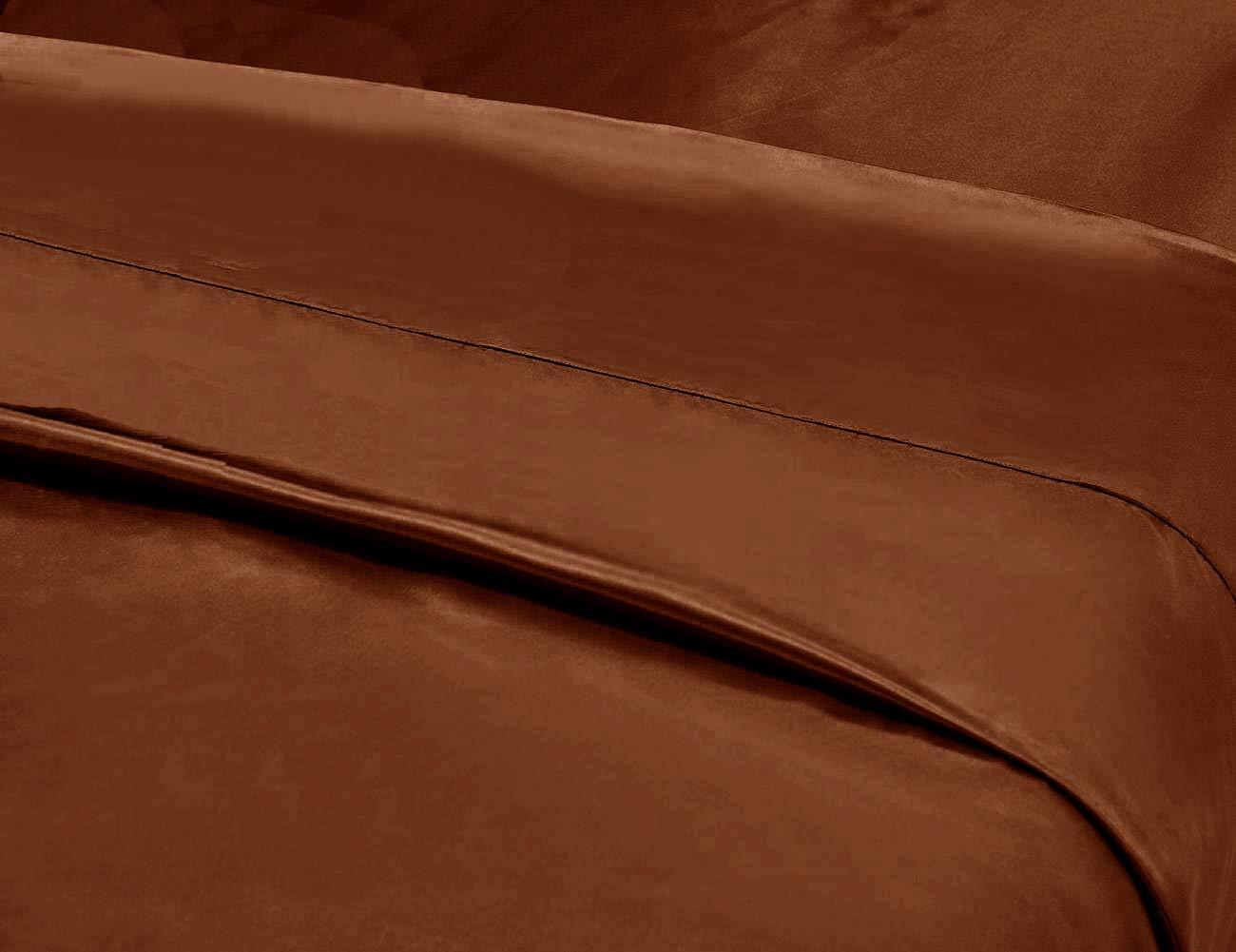 Sona Bedding Solutions Sona Bedding solutionsLuxurious Ultra Soft Silky Satin 6-Piece Bed Sheet Set Brown, Short Queen