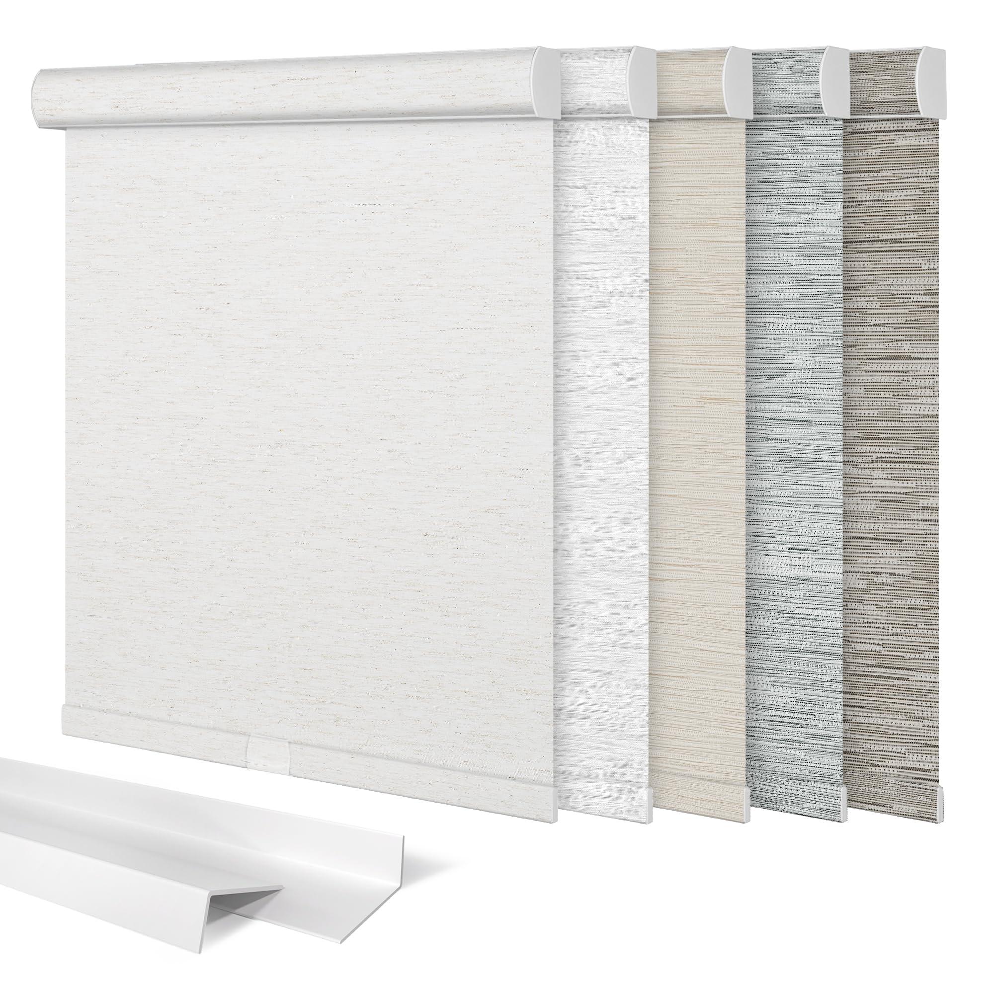 Sulugood Sulugood Roller Shades for Windows Light Filtering Roller Blinds with Cassette Valance Cordless Window Blinds Jacquard Thermal Insulation Energy Saving Shades for Home Door,Gray,21" W x 72" H