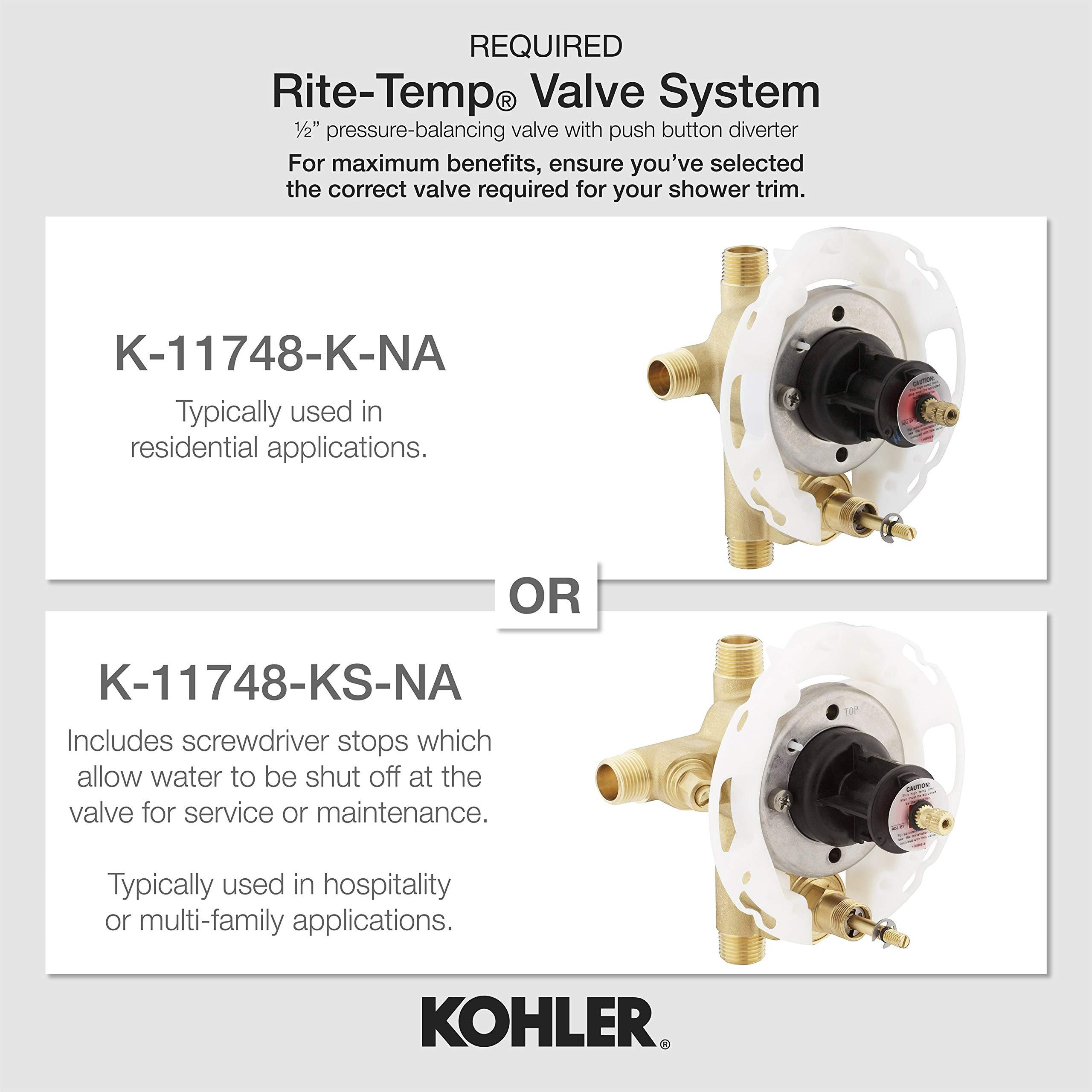 Kohler KOHLER T98759-4-BV Margaux Rite-Temp Pressure-Balancing Valve Trim with Push-Button Diverter and Lever Handle, Valve Not Included, Vibrant Brushed Bronze