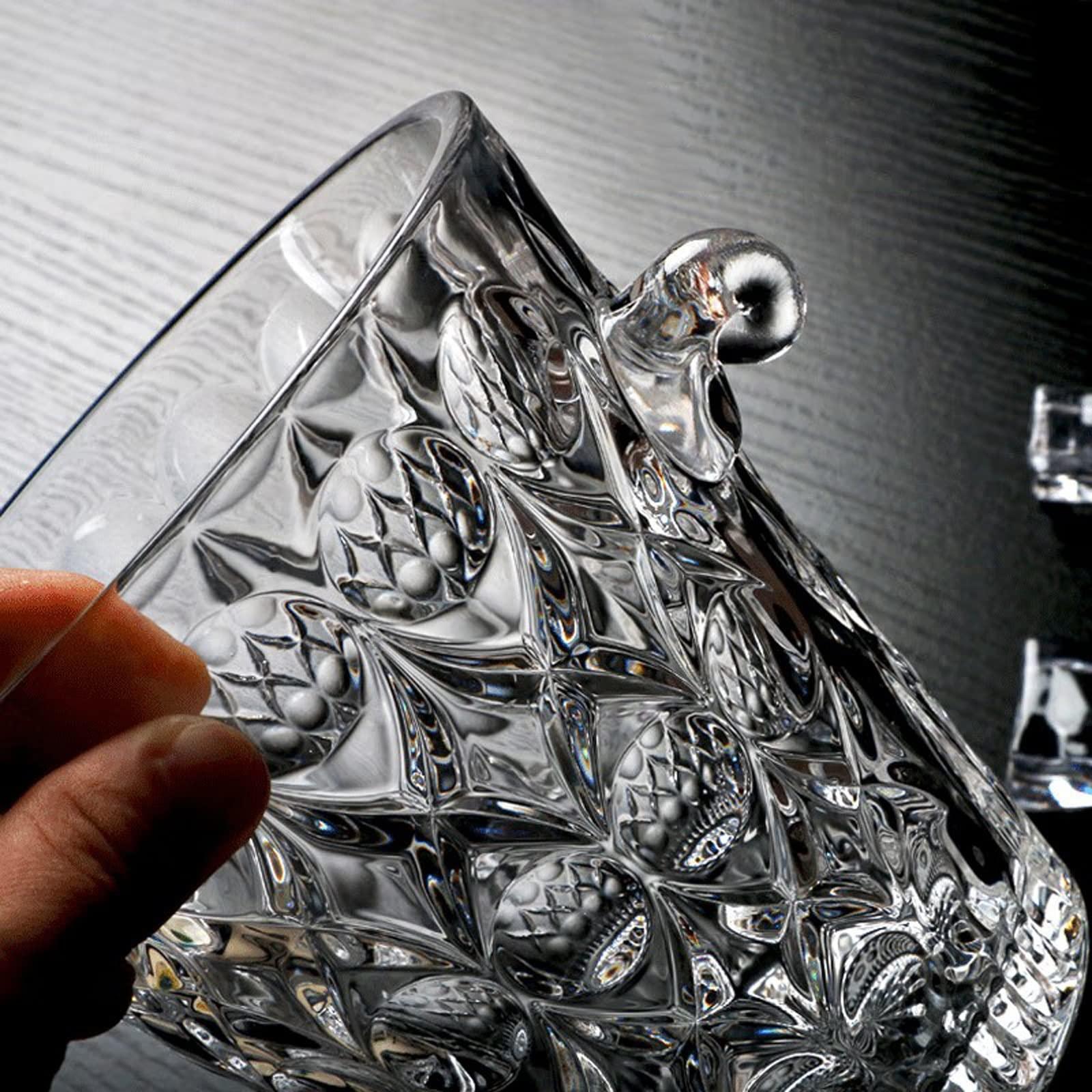 WAOCEO WAOCEO Ice Buckets Clear Ice Bucket Crystal Glass Water Droplet Cut Wine Bucket, 1.5L Insulated Ice Bucket