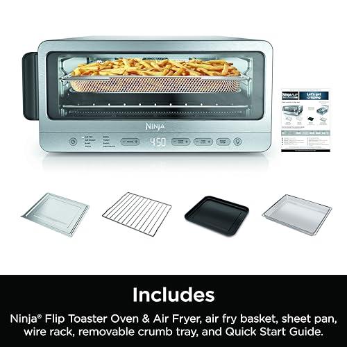 Ninja Ninja Flip Toaster Oven&Air Fryer, 8-in-1 Functionality, Flip Up&Away Capability for Storage Space, LargeCapacity, Air Fry Basket, SheetPan, Wire Rack&Removable Crumb Tray, Stainless,1800 watts, SP151