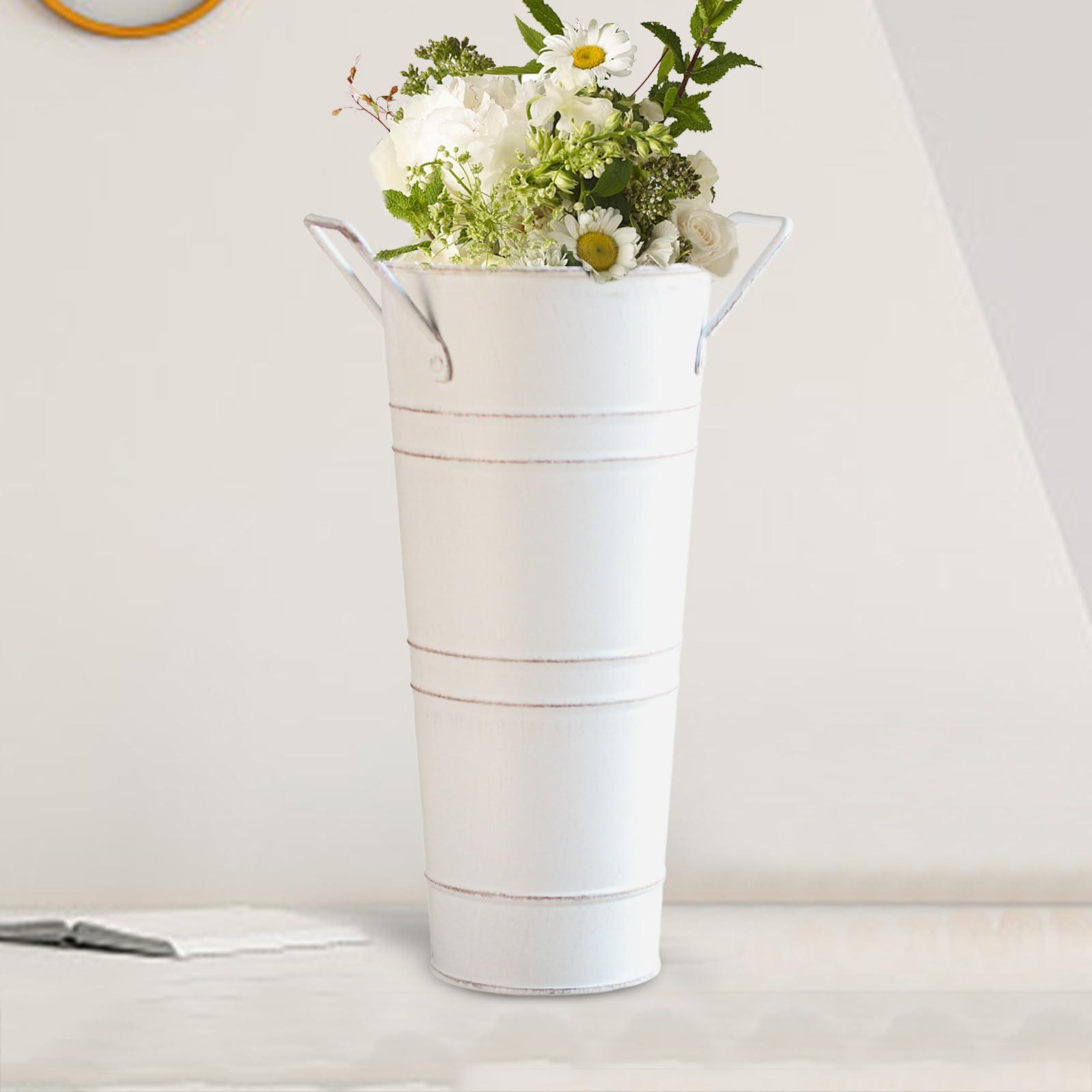 BLOWEST BLOWEST Mini Umbrella Stand Holder, Cute Metal Umbrella Bucket Freestanding, Small Umbrella Rack Barrel Canes, Walking Sticks Golf Clubs Organizer, Metal Floor Vase for Entryway Porch Indoor (White)