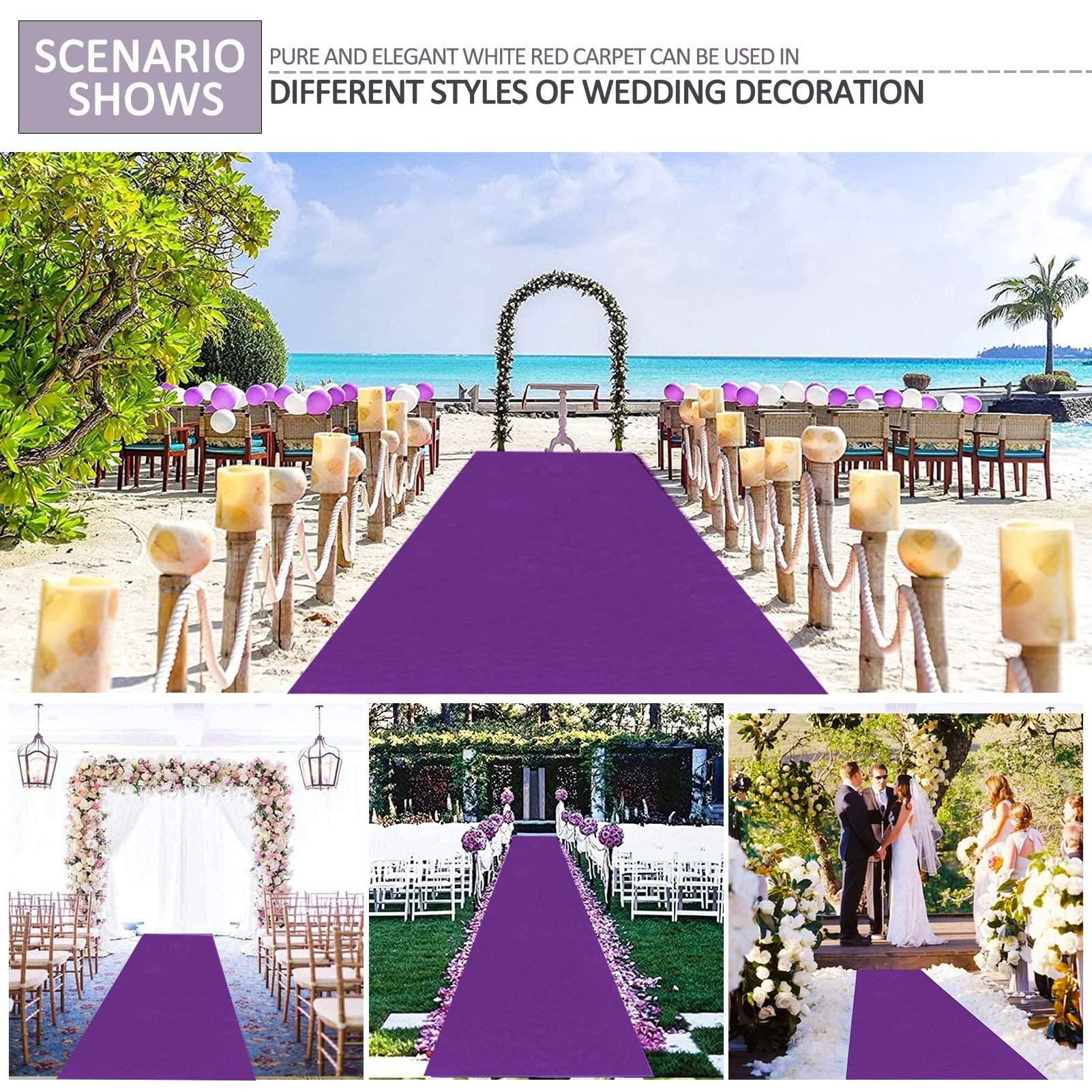 Liyadolaam Purple Carpet Runner Runway RugsWedding Aisle Runner Mat Wear-Resistant 2mm Polyester Rug Runners Roll Event Ceremony Walkway Carpets with 1 Piece Tape for Church Party (Size : 1.2x15m)