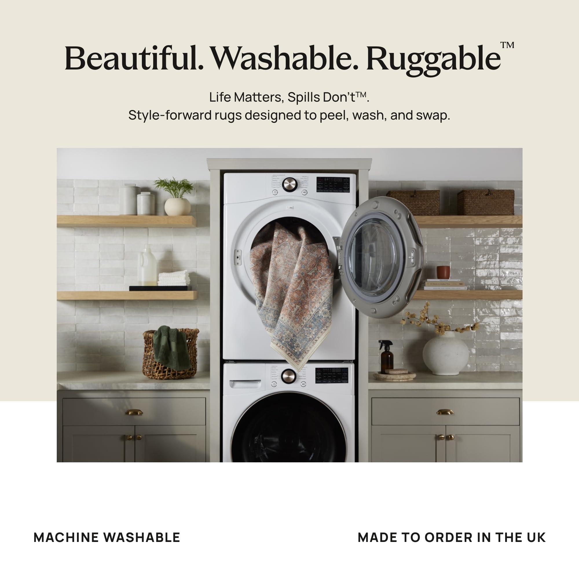 RUGGABLE Ruggable Washable 2x3 Area Rug, Kamran Hazel, Premium Rugs for Living Room, Bedroom, Kitchen, Office, Classroom with Gripper Non Slip Pad