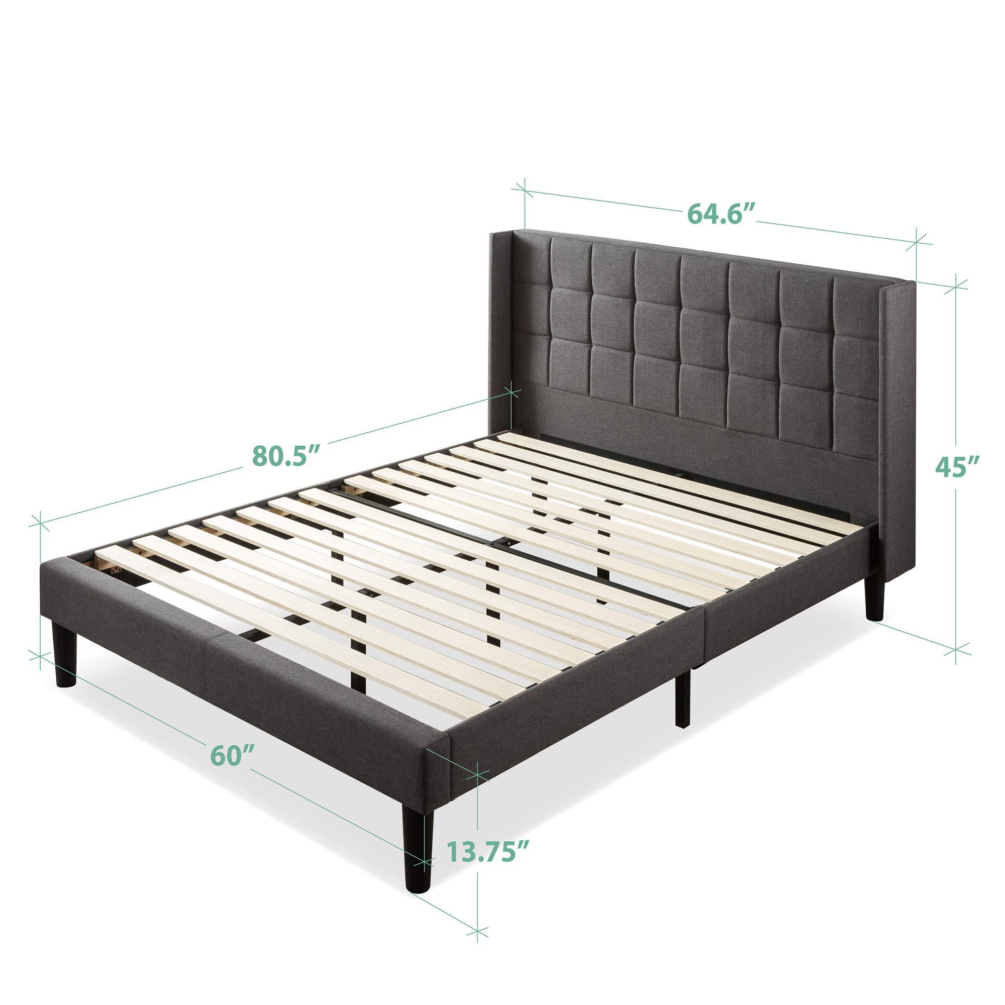 Zinus ZINUS Dori Upholstered Platform Bed Frame with Wingback Headboard, Mattress Foundation, Wood Slat Support, No Box Spring Needed, Easy Assembly, Queen