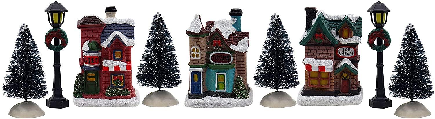 Top Treasures 30 Piece Christmas Village Decoration Set & 12 Piece Snow Village Set - Complete Decoration Includes Figurines and Houses - Perfect Addition to Your Christmas Indoor Decorations - Bundle