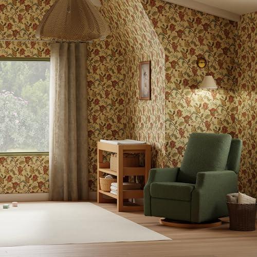 NAMESAKE Namesake Crewe Glider Recliner Nursery Chair - GREENGUARD Gold & Certi-PUR US Certified, Ultra Cozy 360 Swivel Rocker Recliner, Versatile Glider Rocking Chair for Nursery & Living Room - Olive Boucle