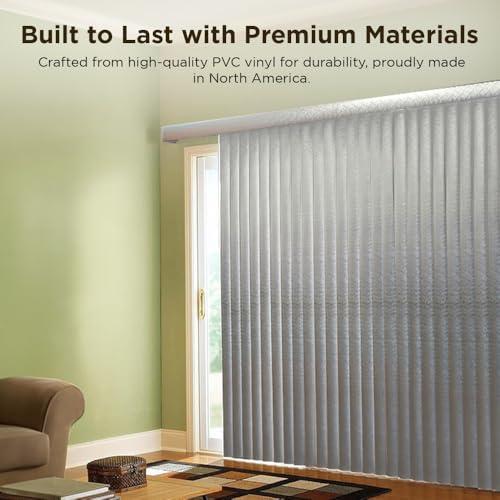 BlindDen BlindDen - Vinyl Vertical Window Blinds for Home - Vertical Blinds for Sliding Glass Doors - Infinity Silver, 82" Wide x 84" Long